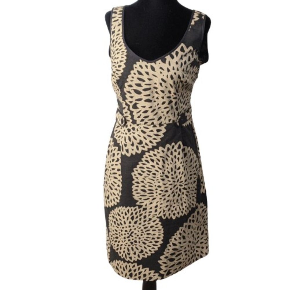 Boden Brown/Tan Floral Print Sheath Midi Dress Size 8